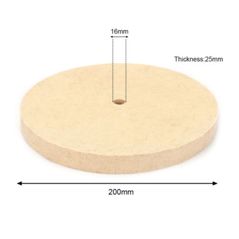 200 мм 25 мм Полировочный круг для шерсти бежевые полировочные колодки шлифовальная угловая шлифовальная машина войлочный Полировочный диск из нержавеющей стали и алюминия