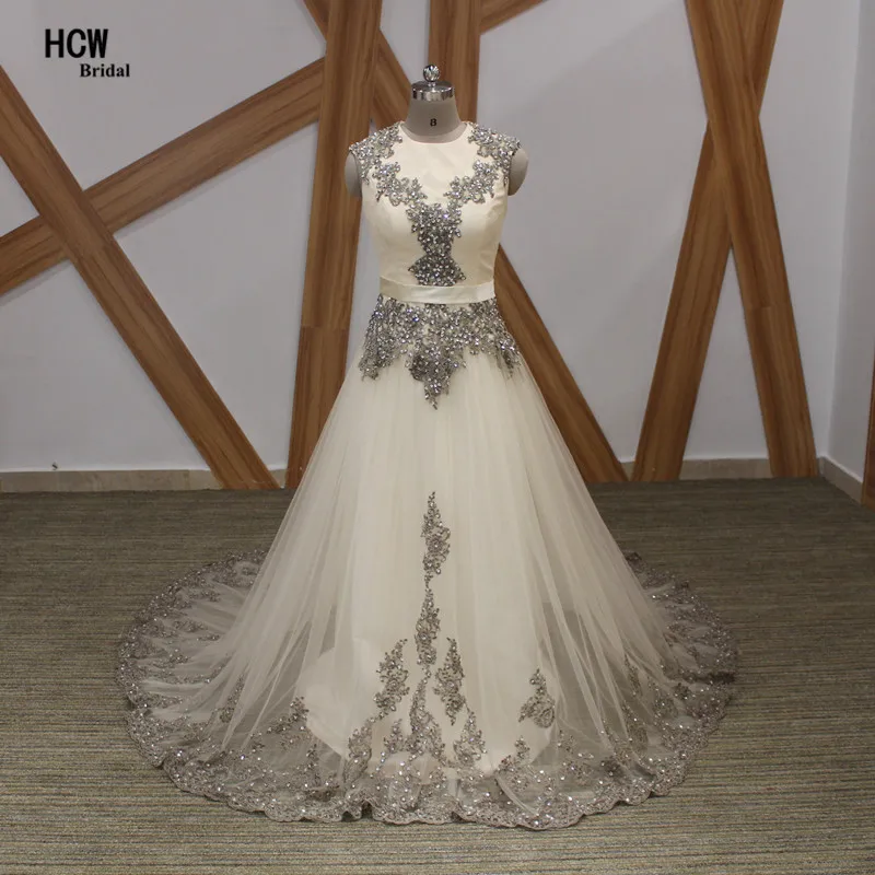 

Long Evening Dress 2018 Graceful Champagne Tulle Beaded Appliques A Line Formal Gowns Plus Size African Evening Dresses Vestido