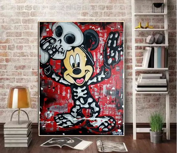 Граффити ручной работы pop brainwash art alec монополия на холсте Живопись хорошо для