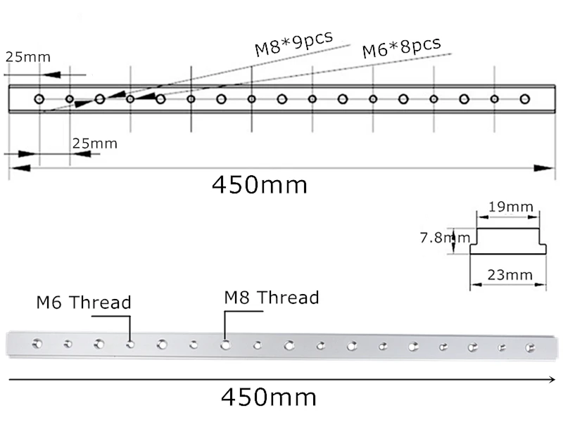 M6+ M8 t-образный слот 100/200/300/450 мм Алюминий Сплав слайд плиты с Т-образными пазами дорожка слайдер фрезерный станок DIY Деревообрабатывающие инструменты