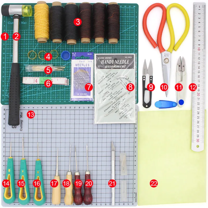 Профессиональный кожи ремесла насадки на молоток вощеная нить Профессиональный Кожа иголка ножницы шило A4 перфоратор для кожаные рабочие