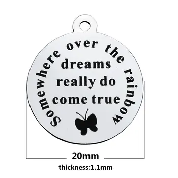 

20pcs 20mm Stainless steel lettering dreams really do come true disc charm for bracelet DIY accessories necklace pendants