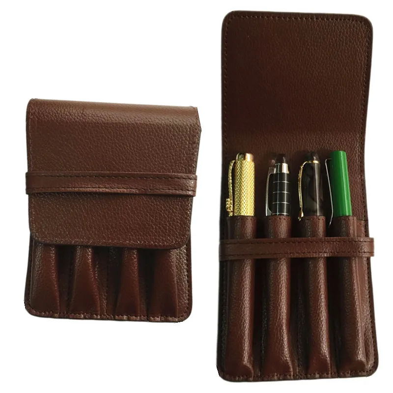 Buy HIGH QUALITY LUXURY BROWN ROLLER AND FOUNTAIN PENS CASE HOLDER FOR 4 PEN