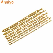 Anniyo Цельные/мужские браслеты-Цепочки, золотой цвет и медь, браслеты для женщин, Фигаро цепи GP Link, подарочные браслеты и ювелирные изделия#064202