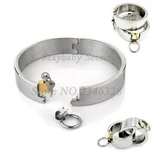 Oi-Q Colar de Aço Inoxidável Com Chave Pescoço Algemas Algemas de Tornozelo BDSM Fetiche Slave Restrição Adulto Jogos Sex Toys Para casais