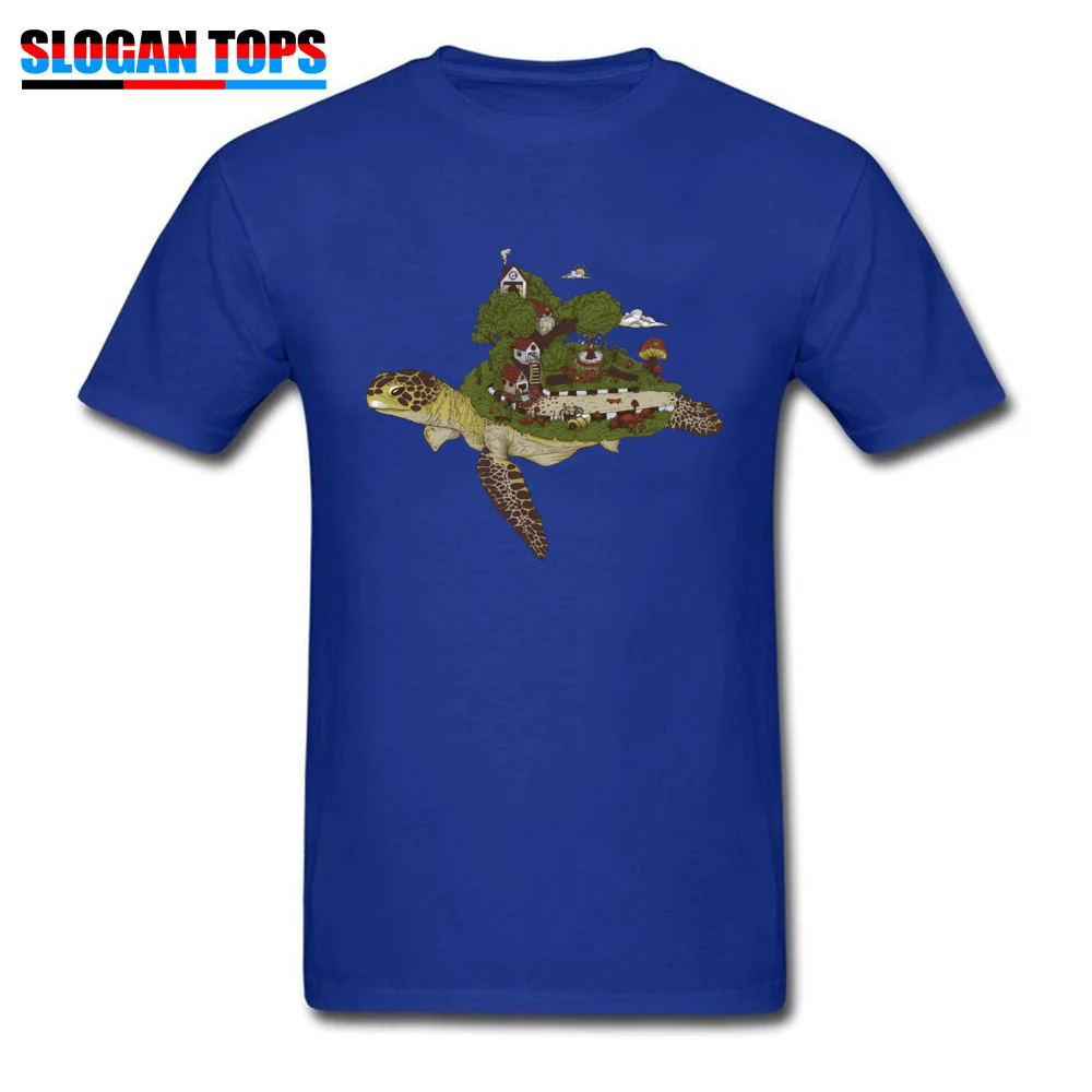 Comics Turtle island Mens T-shirts Newest Father Day Short Sleeve O-Neck 100% Cotton Tops Shirts Custom T Shirt Turtle island blue