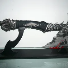 S0140 EXORCISING FIRE FLYING DRAGON AXE черная кожаная ручка с подставкой 14"