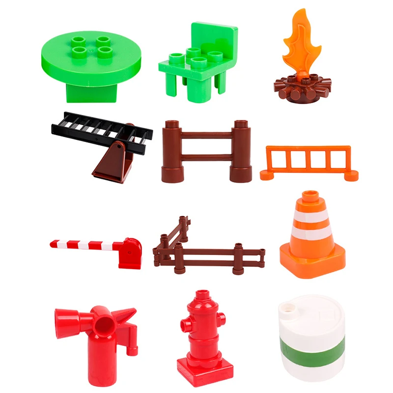 

DIY Big Camera Fire Suitcase Fence tank Torch Tables Bulk Building Block Accessories Compatible City Duploingly Toy for chidlren