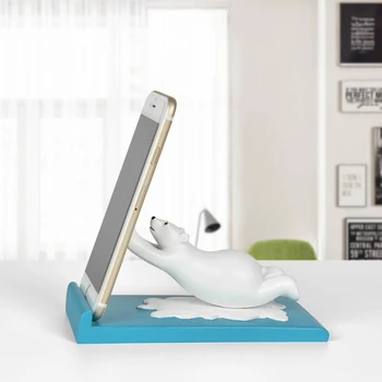 

Polar Bear Mobile Phone Bracket Wall Decor Tablet Computer Base IPad Holder Tray Valentine's Day Cartoon Animal Beautiful Gift