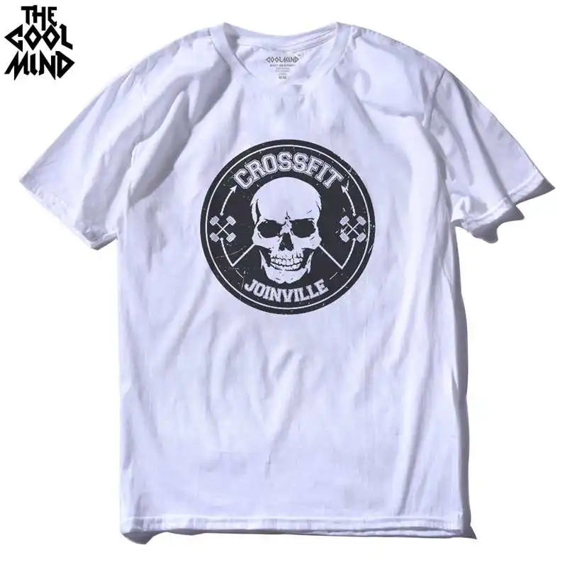 COOLMIND CR0121A Хлопковая мужская футболка с принтом «no pain no gain», повседневная мужская футболка с круглым вырезом, футболка с коротким рукавом - Цвет: CR0112A-BS
