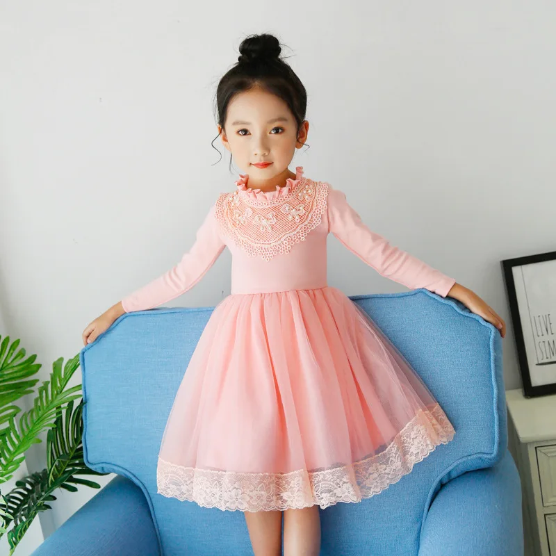 Long Sleeve Girl tutu Dress 2017 New Autumn Winter Lace Dresses Children Clothing Princess Dress