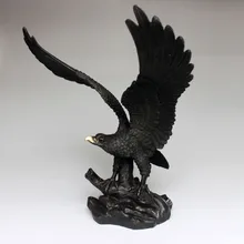 Глубокий цвет китайский бронзовый медный Декор сотрудничество рука кольцо с головой Орла статуя ланнерет 2 размера