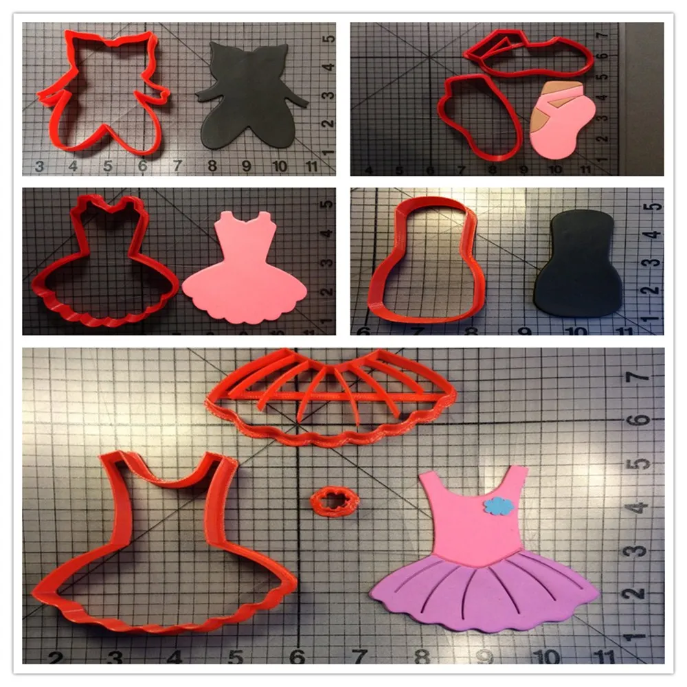 

Ballet Foot Leotard Slippers Custom Made 3D Printed Fondant Cupcake Top Cookie Cutter Set