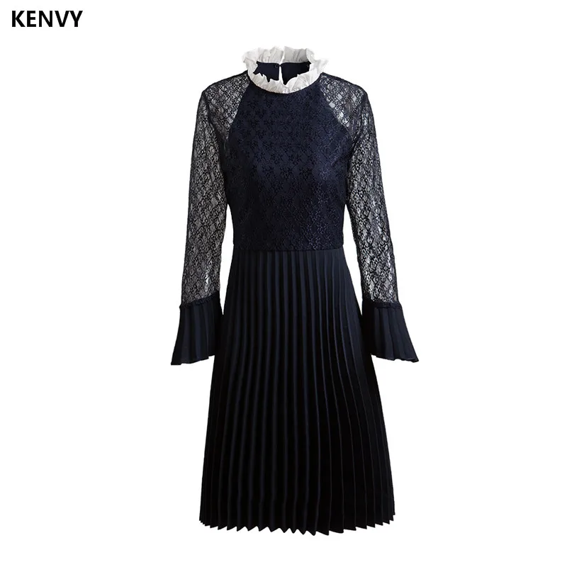 KENVY Brand fashion women's high end luxury autumn new pleated slim