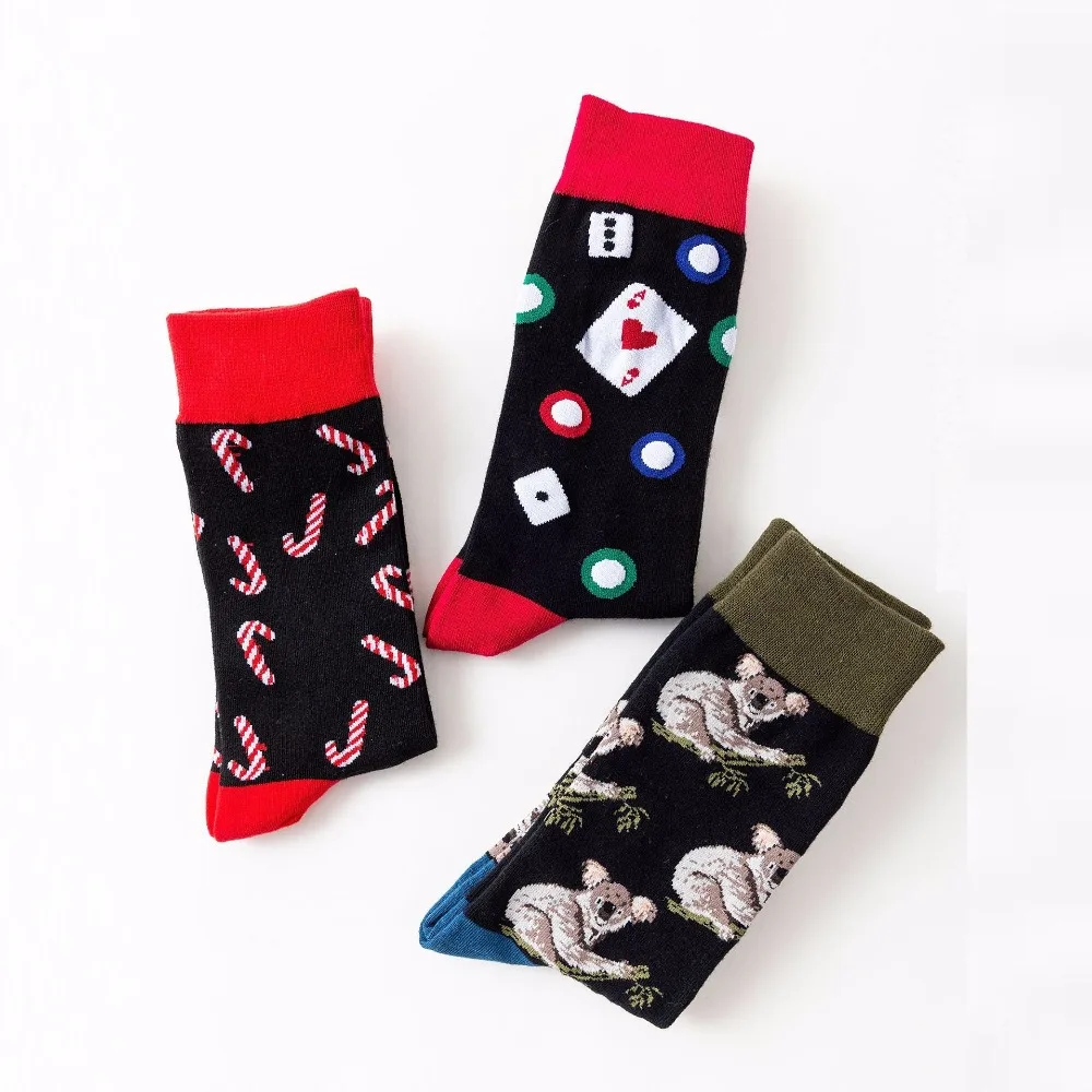 Смешно сумасшедший Hipster зима Для женщин уличная Новый Happy Socks прилив бренд покер Музыка Символы Для мужчин Хлопковые толстые теплые носки