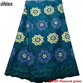 

2019 Swiss Voile Lace In Switzerland with stones High Quality Deep green African Cotton Lace Fabrics For Party Dress SW-267