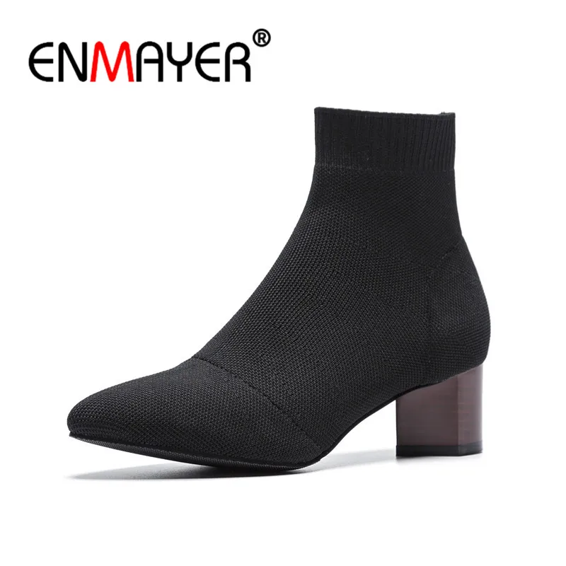 De Med Tobillo Cr1032 Grueso Punta Mujer Moda Para Tacones Mujeres Invierno Size34 39 Tacón Enmayer Apricot Botas black Casuales 4gqAx6n