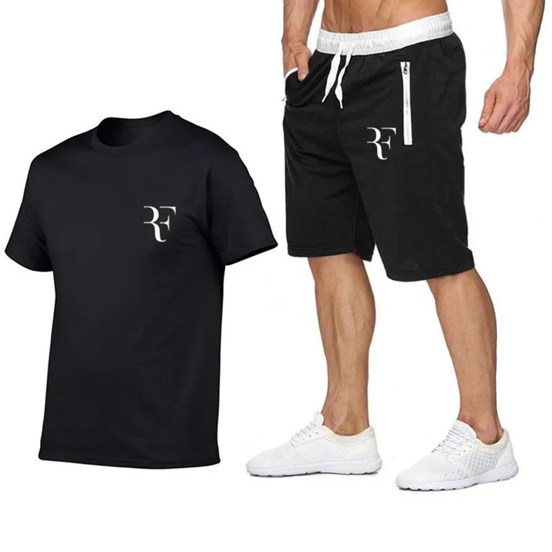 

Newest Men's Set Roger Federer print T-shirt+Shorts suit Brand Clothing Casual Gyms Men Sweatshirt Sportswear Fashion streetwear