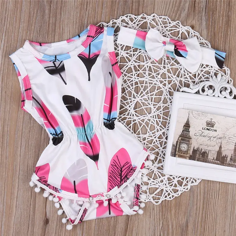

Newborn Toddler Infant Baby Girl Clothes Summer Sleeveless Floral Romper Jumpsuit+Headband Clothes Baby Outfit Sunsuit