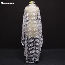 2019 реальное изображение красивые Винтаж цветок кружевная свадебная вуаль без гребень белая слоновая кость для новобрачных вуаль