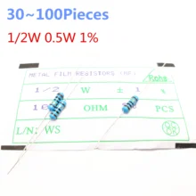 30~100pieces 1/2W 390 ohm 1/2W 1% Radial DIP Metal Film Axial Resistor 390ohm 0.5W 1% Resistors