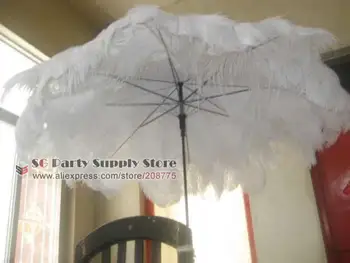 

Runway show stage performance props high quality Ostrich feather umbrella creative sun umbrella pure handmade EMS Free shipping