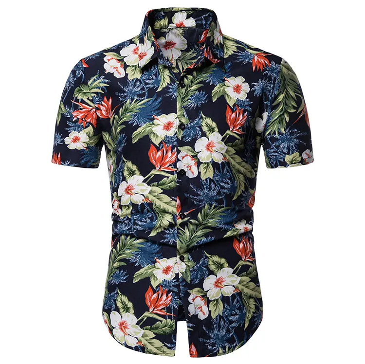 Новая летняя Гавайская Юбка с коротким рукавом с цветочным принтом с длинными рукавами, футболка с цветочным принтом для отдыха