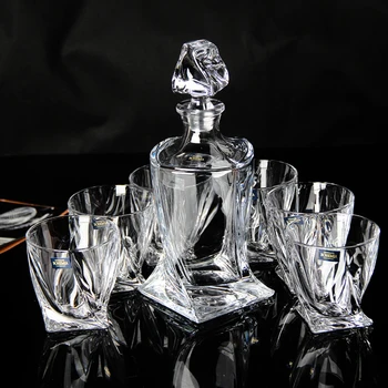 

7pcs/set Bohemia styles Crystal Glass Cup Whiskey and Brandy Wine Glass High Capacity Cup Bar Hotel Party Drinkware wedding gift