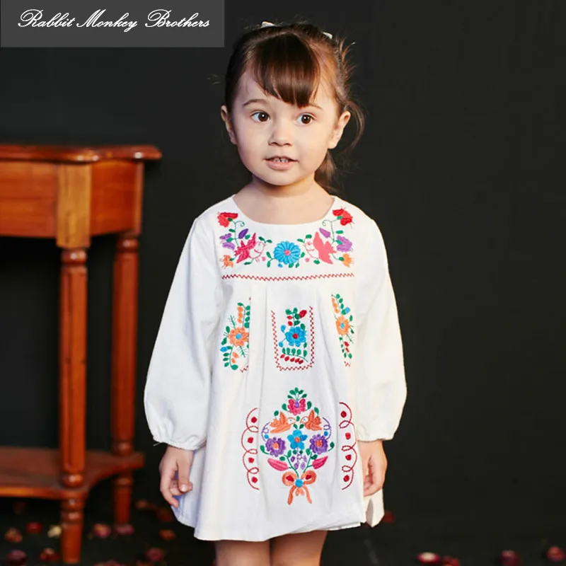 RMBkids Pure Cotton Embroidery baby girls dresses Spring and Autumn New