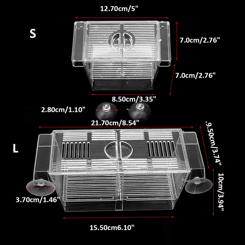 Аквариум двойной порода инкубатор заводчик выращивание ловушка коробка инкубатория S/L