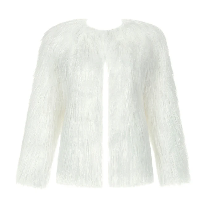 Новая модная зимняя женская пушистый мех Повседневная Женская куртка осенняя и зимняя высококачественная белая шуба плотное пальто - Цвет: Белый