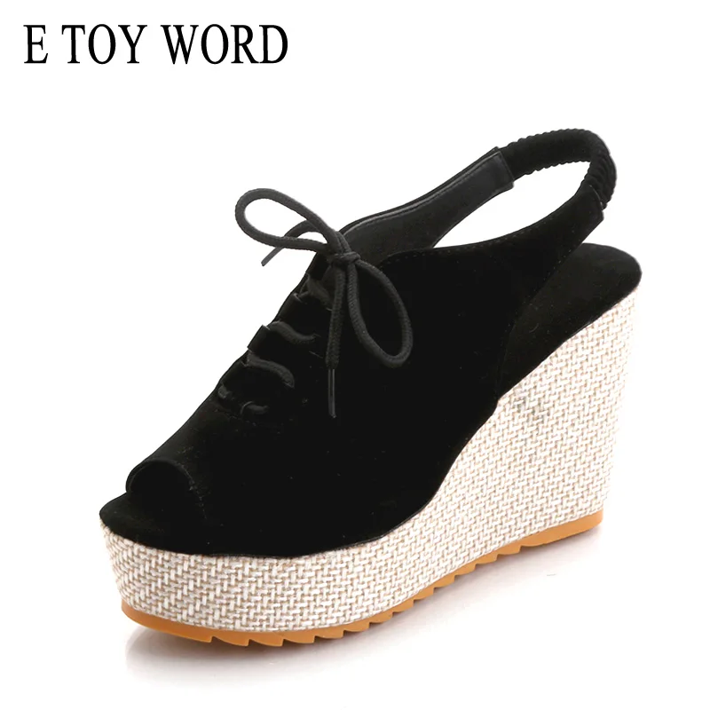 E TOY WORD sandals women 2019 Rome Shoes Lace-Up Women Fashion Wedge gladiator sandals summer women High Heel Sandals