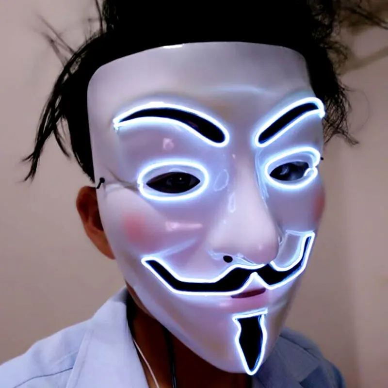 V for Vendetta Dance светодиодный Neon Mask Party Decor Маскарад необычная ужасная маска на