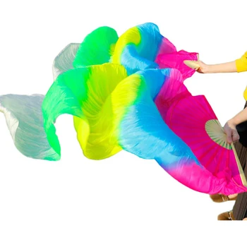 

High selling 100% Real Silk Veils handmade women Silk Belly Dance Fans Dance Accessories wholesale Size color can be customized
