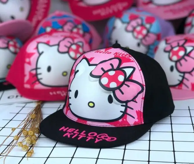 Snapback/Летняя бейсбольная кепка для маленьких девочек; Регулируемая Кепка; Модная Детская кепка в стиле хип-хоп с принтом «hello kitty» и «Минни»