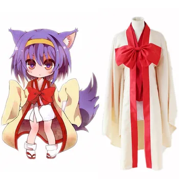 

Anime No Game No Life Cosplay Costumes Hatsuse Izuna Japanese Kimono Halloween Party Dress Shiro Costumes Sets Bow Kimono