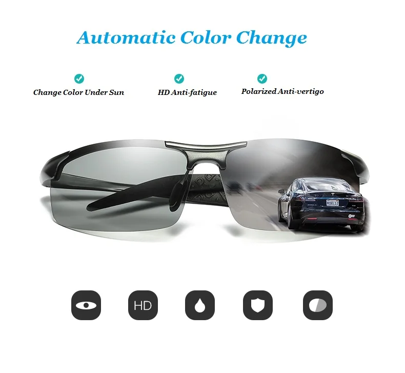 KH Change Color Photochromic Sunglasses Men Women Titanium polarized Sun Glasses Chameleon Driving polarized sunglasses photochromic sunglasses driving glasses