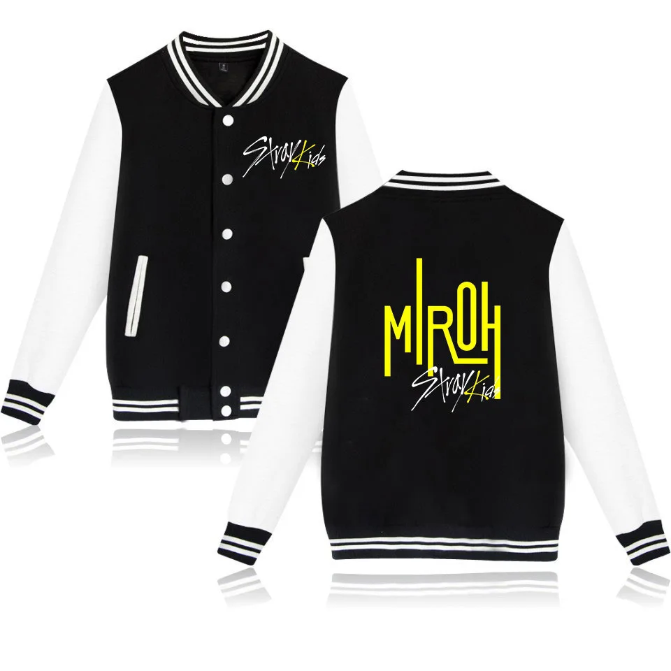 

KPOP StrayKids Stray Kids Miroh Baseball Uniform Jacket Women Men Plus Size K-pop Zip-up Harajuku Hoodies Sweatshirt Streetwear