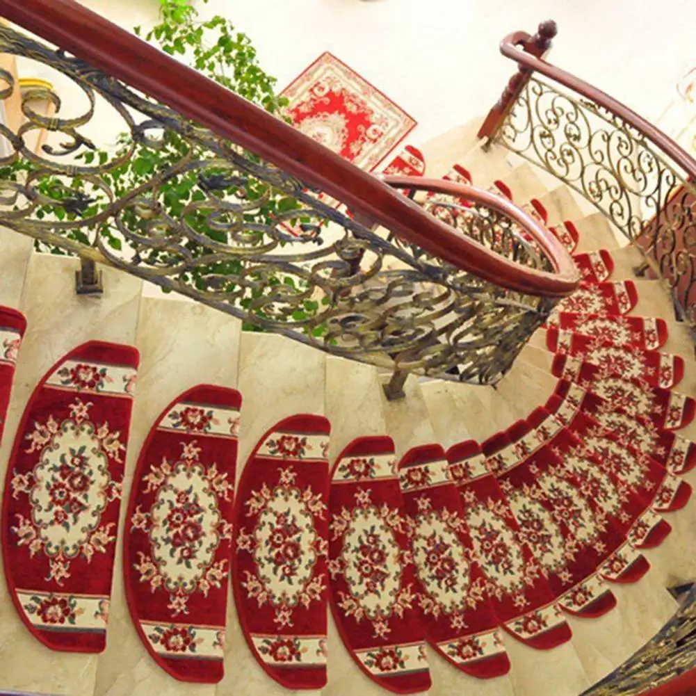 Stair Tread Mat Flower Plaid Design Non-Skid Step Carpet Rug Home Decoration Stair Tread Mat Flower Plaid Design Non-Skid Step Carpet Rug Home Decoration