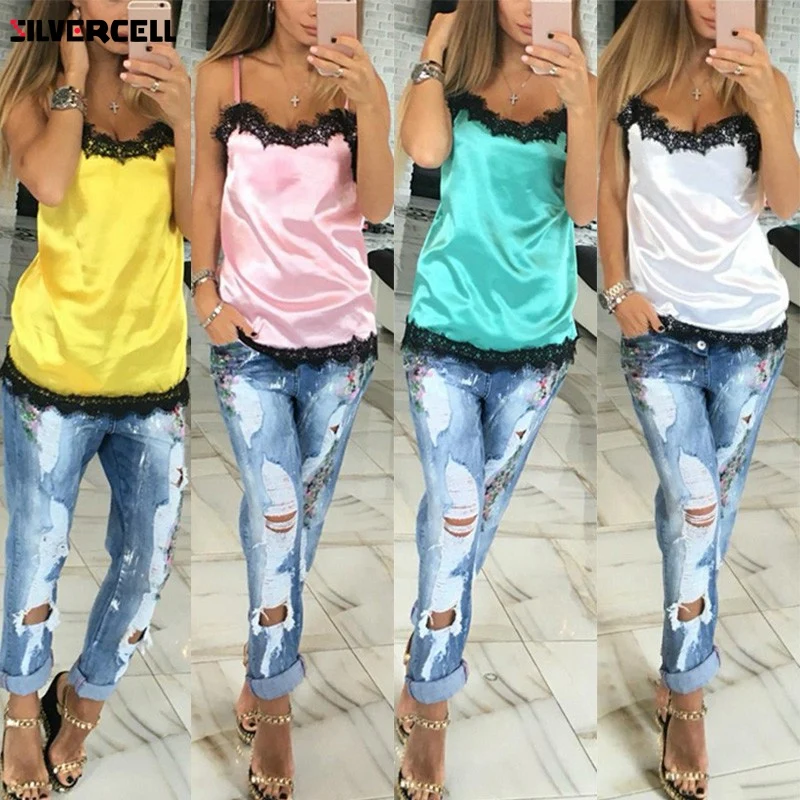 Camiseta tirantes mujer Camisoles женский укороченный топ, сексуальный кружевной лоскутный жилет, топы без рукавов, топы на бретелях