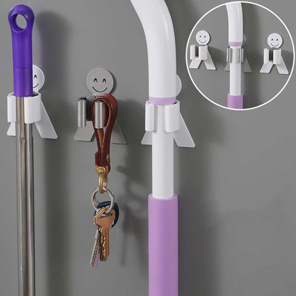 

1 pcs Punch Free Mop Holder Wall Mounted Smile Face Mop Organizer Holder Brush Broom Hanger Storage Rack Kitchen Bathroom Tool