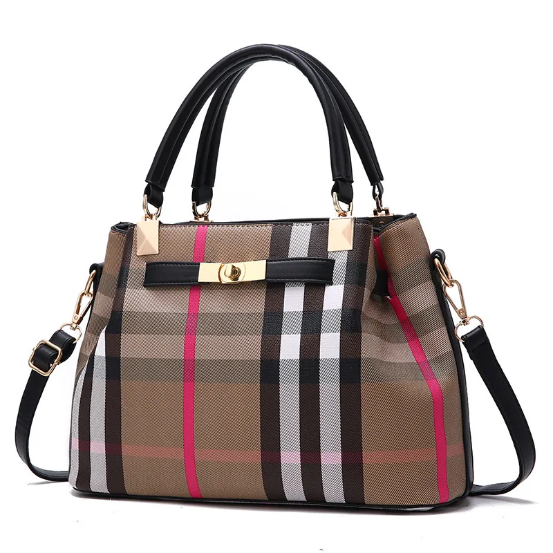Brand Fashion Crossbody Bags Women plaid PU Leather Shoulder Bags Soft