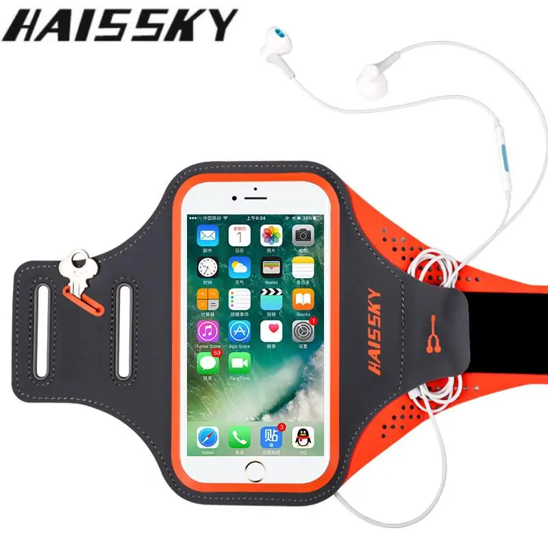 Haissky تشغيل الرياضية جراب هاتف على حامل الهاتف المحمول براسار الذراع الفرقة لسامسونج S10 S10e فون X XR 7 8 زائد شارات أكياس