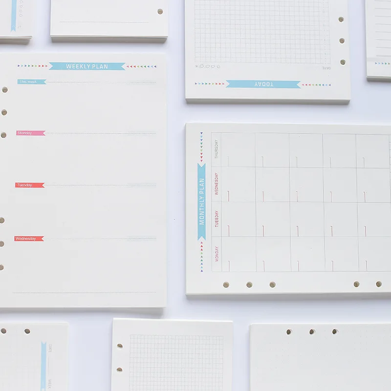 

Classic 6 holes binder notebook inner paper core/refilling inner papers:line,grid,dots,list,daily weekly monthly planner BJB39