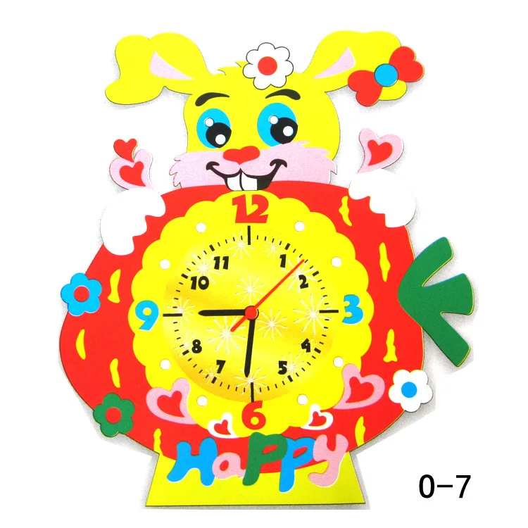 

1Pcs DIY 3D Puzzle Cartoon EVA Animal Clock Wooden Toys for Kids Baby Arts Crafts DIY Assembled Early Educational Toys