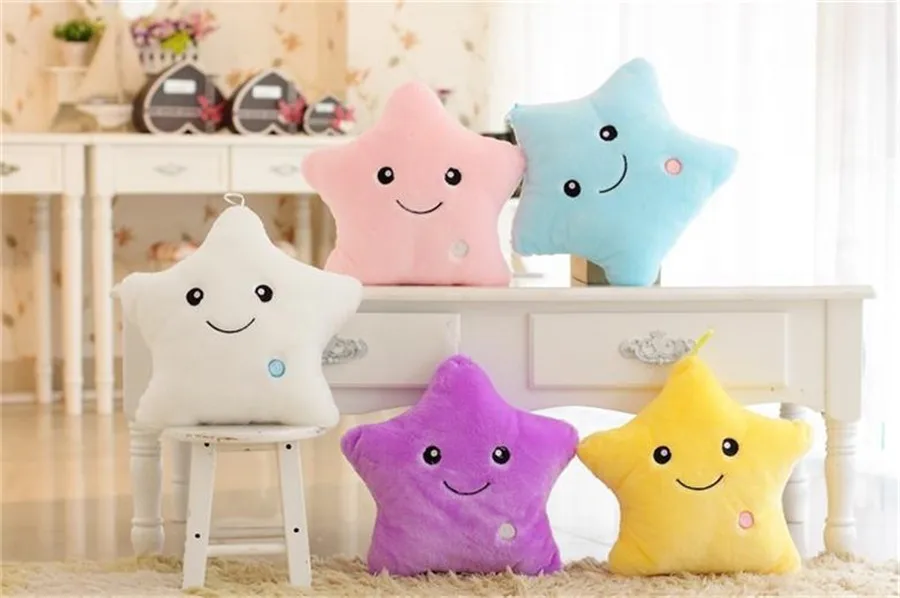 Presente para Crianças das Crianças Brinquedo Criativo Travesseiro Luminoso Macio Pelúcia Enchido Brilhante Colorido Estrelas Almofada Led Luz Brinquedos Meninas 34 cm 2 Brinquedos e hobbies