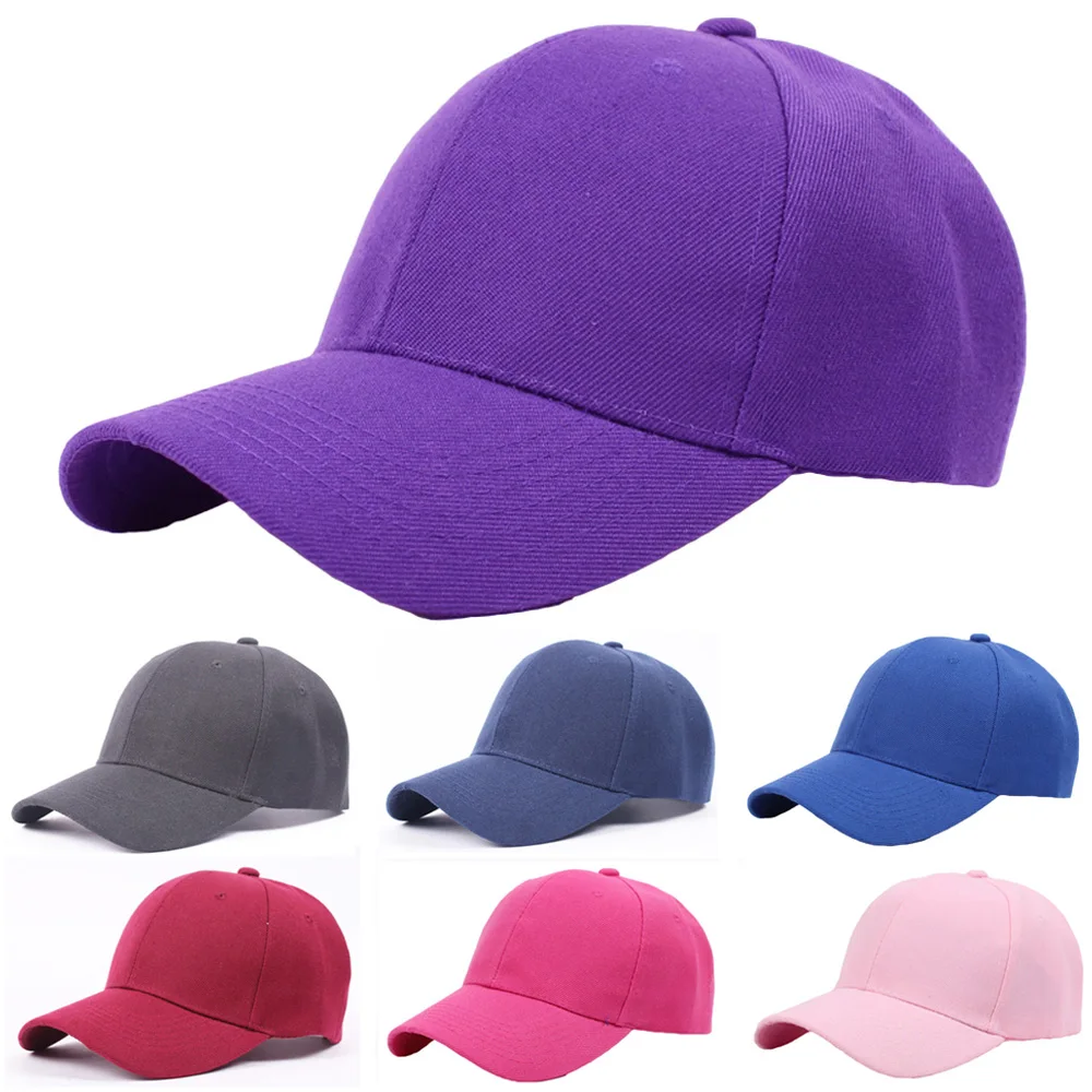 Men Women Classic Baseball Cap Solid Color Simple Outdoor Visor Golf