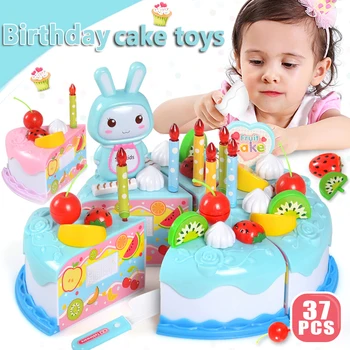 

Kitchen Toys Cake Food DIY Pretend Play Fruit Cutting Birthday Toy boys Girls Gift for Children Plastic Educational Baby kids