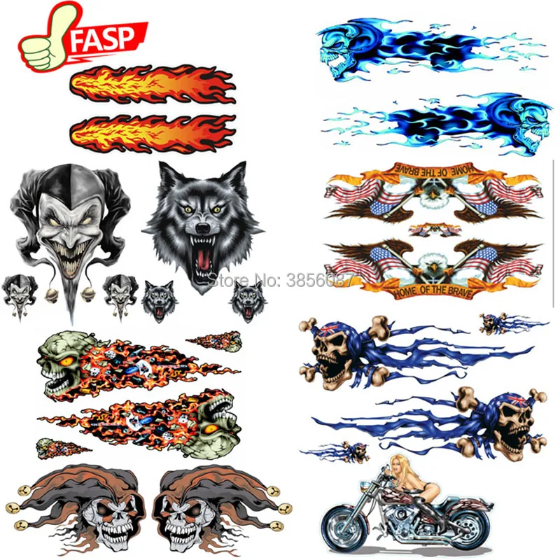 

4 pcs FASP DIY eagle Fashion Motorcycle Car Sticker Graffiti Snowboard Luggage Bag Laptop Helmet Skateboard Guitar KK Decal
