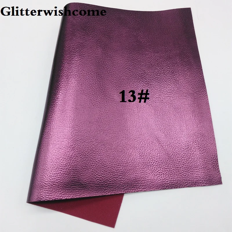 Glitterwishcome 21X29 см A4 Размер синтетическая кожа, металлическая кожа, личи зерна искусственная из искусственной кожи Ткань Винил для бантов, GM030A - Цвет: 13